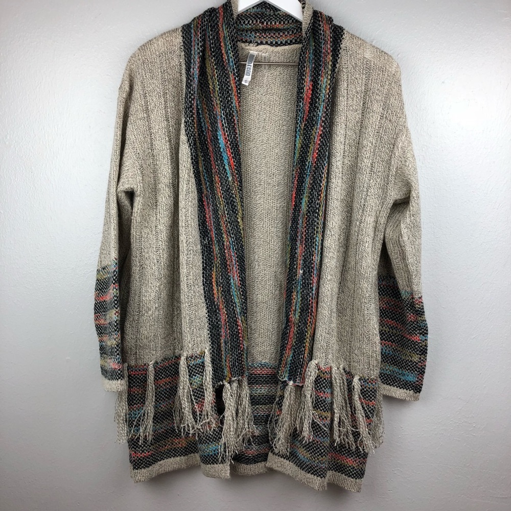 Monoreno Fringe Cardigan Sweater w/ Pockets